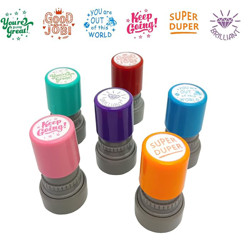 WAFJAMF Pack of 6 Sorted Teacher Stamp Teachers Self-Inking Rubber Stamps Teacher Review Photosensitive Stamps Behavior Stamps for Education Good Job-6pcs